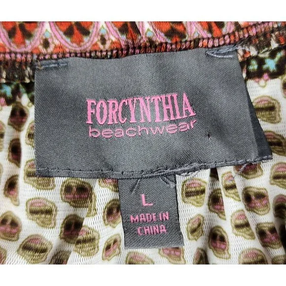 Forcynthia Dress Womens Large Paisley Boho High Low Strapless Tube Beachwear - Picture 3 of 10